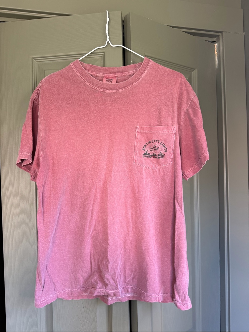 Comfort Colors Pink Short Sleeve Pocket Tee with Chest Graphic